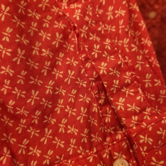 GAP Boyfriend Fit PINK Dragonfly Print Button Down, shirt, Sz L - Picture 7 of 8